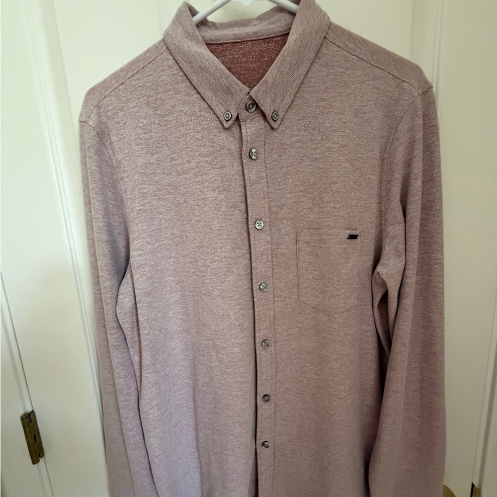 Vuori Men's Ace Long Sleeve Button-Down Shirt in Light Mauve